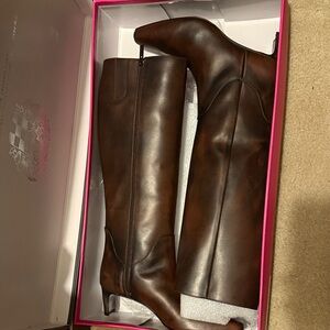Elegant Brown Leather Knee-High Boots
